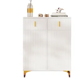 Eleganter Sideboard 101x83x35 cm mit strukturierten Paneelen und vergoldeten Verzierungen, verstellbaren Einlegeböden
