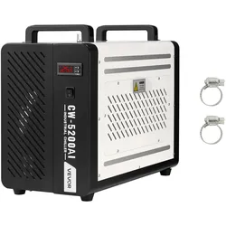 VEVOR Industrieller Wasserkühler 1,6 kW, Wasserkühlsystem mit Kompressor, max. Durchflussmenge 16 L/min, Tankinhalt 7 L, Industrial Water Chiller für CO2-Lasergravur- & -schneidmaschinen