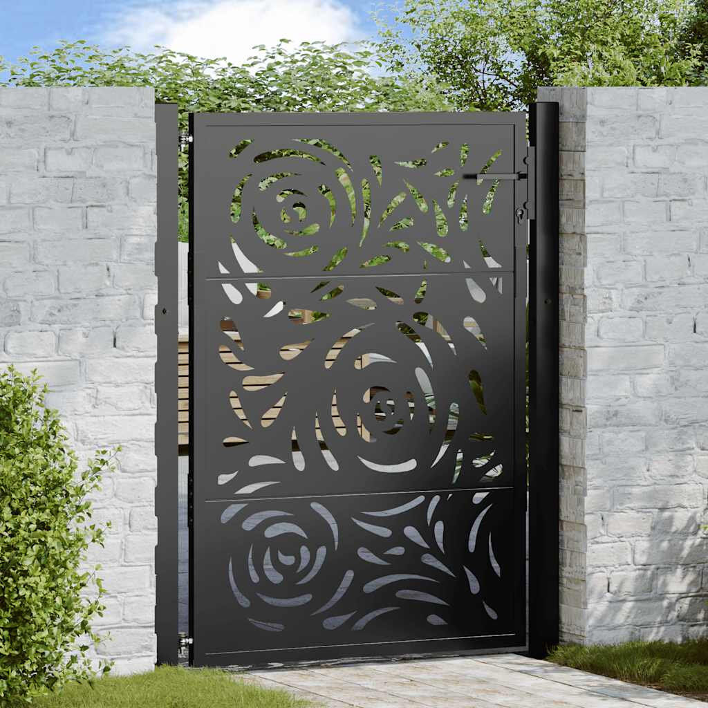 Ebern Designs Garden Gate Steel Flame Design Black 105 x 130 cm