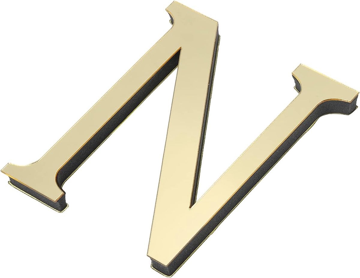 3D Acryl Alfabet Spiegel Muurstickers Zelfklevende Decoratieve Letters Licht Goud