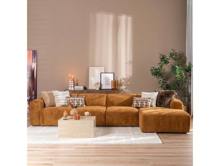 Bronx71 Ecksofa Maine XL Bouclé Stoff terrakotta rechts