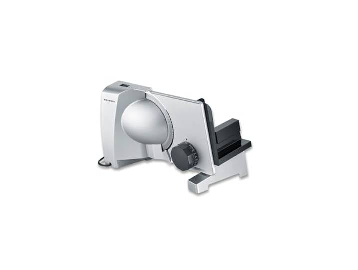 SEVERIN Trancheuse universelle 150 W\, Trancheuse électrique pour découpe fine comme épaisse\, Trancheuse à jambon\, fromage\, avec lame en inox\, Gris/Inox\, AS 3917