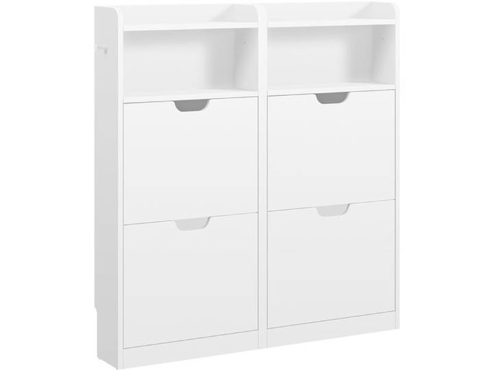 Yaheetech Meuble à Chaussures Basculant 4 Niveaux à 4 Tiroirs Rabattables Range-Chaussures Compact pour Entrée Vestibule Blanc
