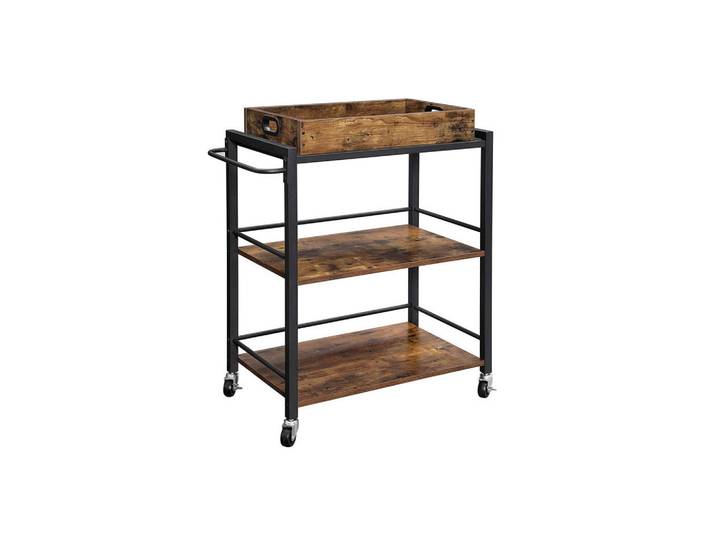 Hansiro Servierwagen Küchenwagen, Braun, 40x86x65 cm, Esszimmer, Servierwagen