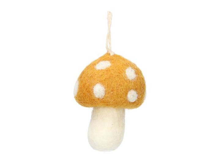 Hanger paddenstoel, vilt, bruin met witte stippen