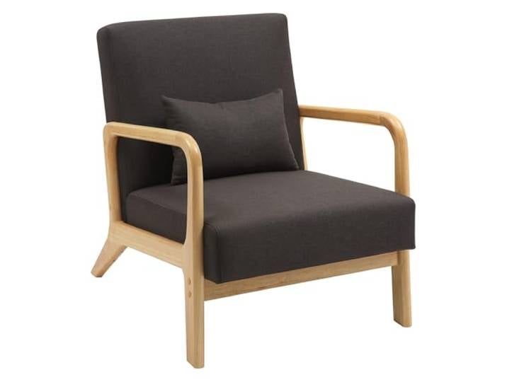 CLP Relaxsessel Hibbing I Komfortabler Polstersessel mit Stoffbezug I Gestell aus Kautschukholz I Sessel für Wohnzimmer und Schlafzimmer, Farbe: braun
