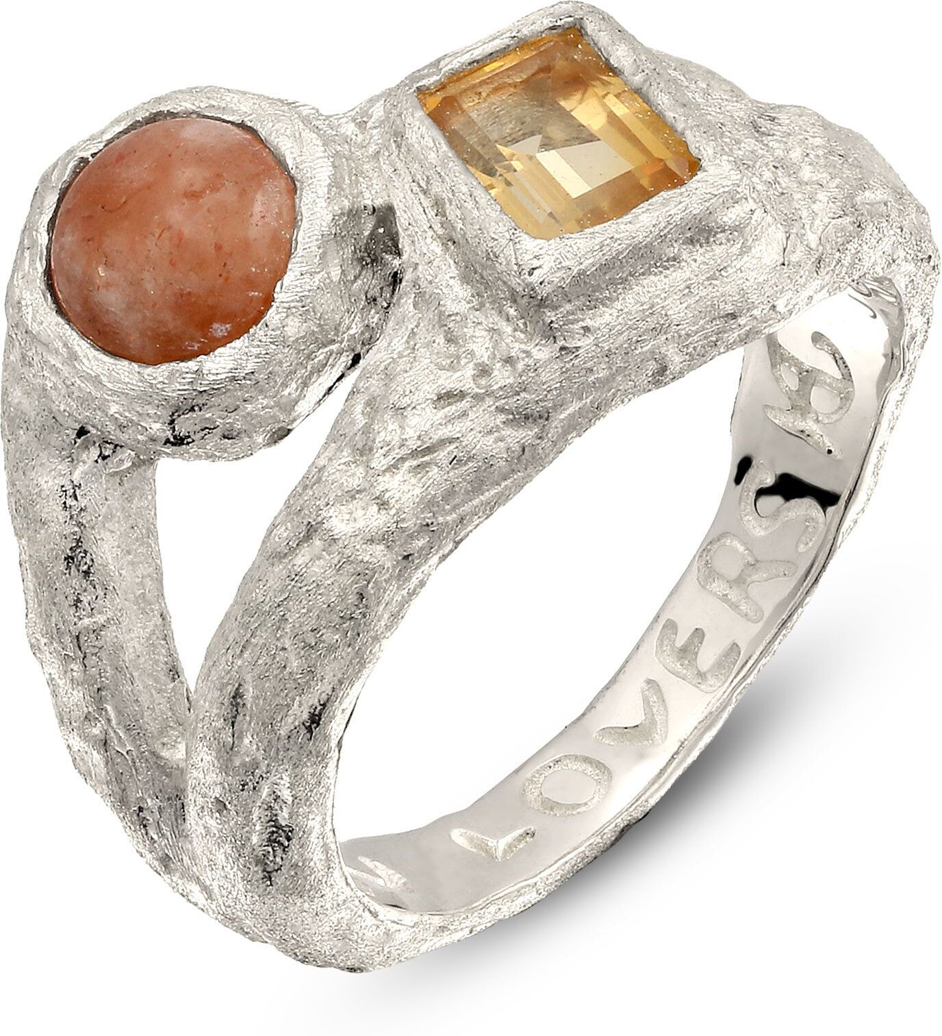 Silberring HAZE & GLORY "Ring Feldspat Citrin Organic 925 Sterling Silber" Gr. 58, silber, Fingerringe, Damen, 58, Silber 925 (Sterlingsilber), Silberring