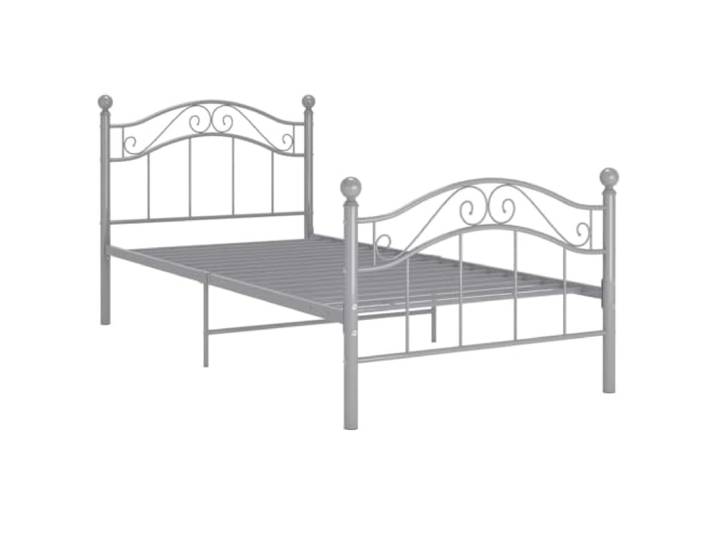 KKgypkn Metallbett 100x200 cm Grau, Bettgestell mit Lattenrost, Einzelbett aus pulverbeschichtetem Metall, stabiles Bett für erholsamen Schlaf