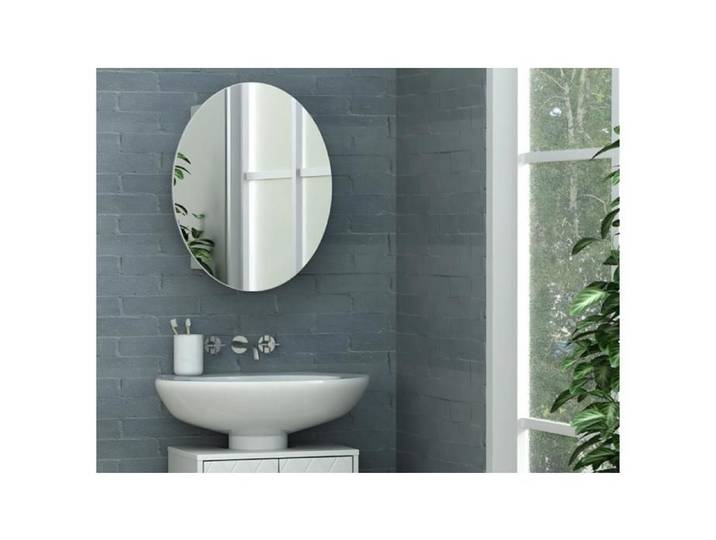 Armoire murale de salle de bain ovale avec miroir - Blanc - RURI