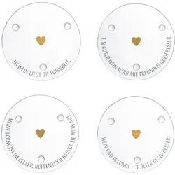 Untersetzer ""Wein"" Herzmotiv Glas 4er Set