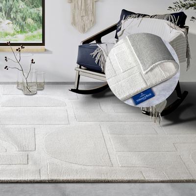 Wollteppich VILLEROY & BOCH "Alexis", beige (creme), B:190cm H:10mm L:280cm, Wolle, Teppiche, Handgewebt, Wolle, Natur, Wohnzimmer, Geometrie, Boho, Design