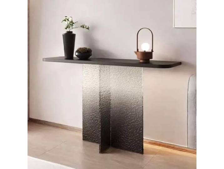 ZSCNYHMT Konsolentisch aus Massivholz mit schwebendem Design und Acrylbasis Einzigartige Acrylstütze & Holzplatte, stilvolle Präsentationsfläche für Wohnräume(A,100cm/39.3in)