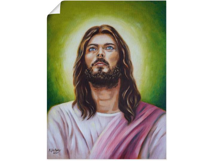 Poster ARTLAND Jesus Christus Porträt , grün (farbe bild(er): grün), B:45cm H:60cm, Bilder, Poster, ohne Rahmen