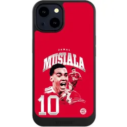 Nivocase Hülle für Apple iPhone 14 Handyhülle NIVOcore Case Schwarz FC Bayern München FCB Jamal Musiala (Apple iPhone 14), Smartphone Hülle, Schwarz