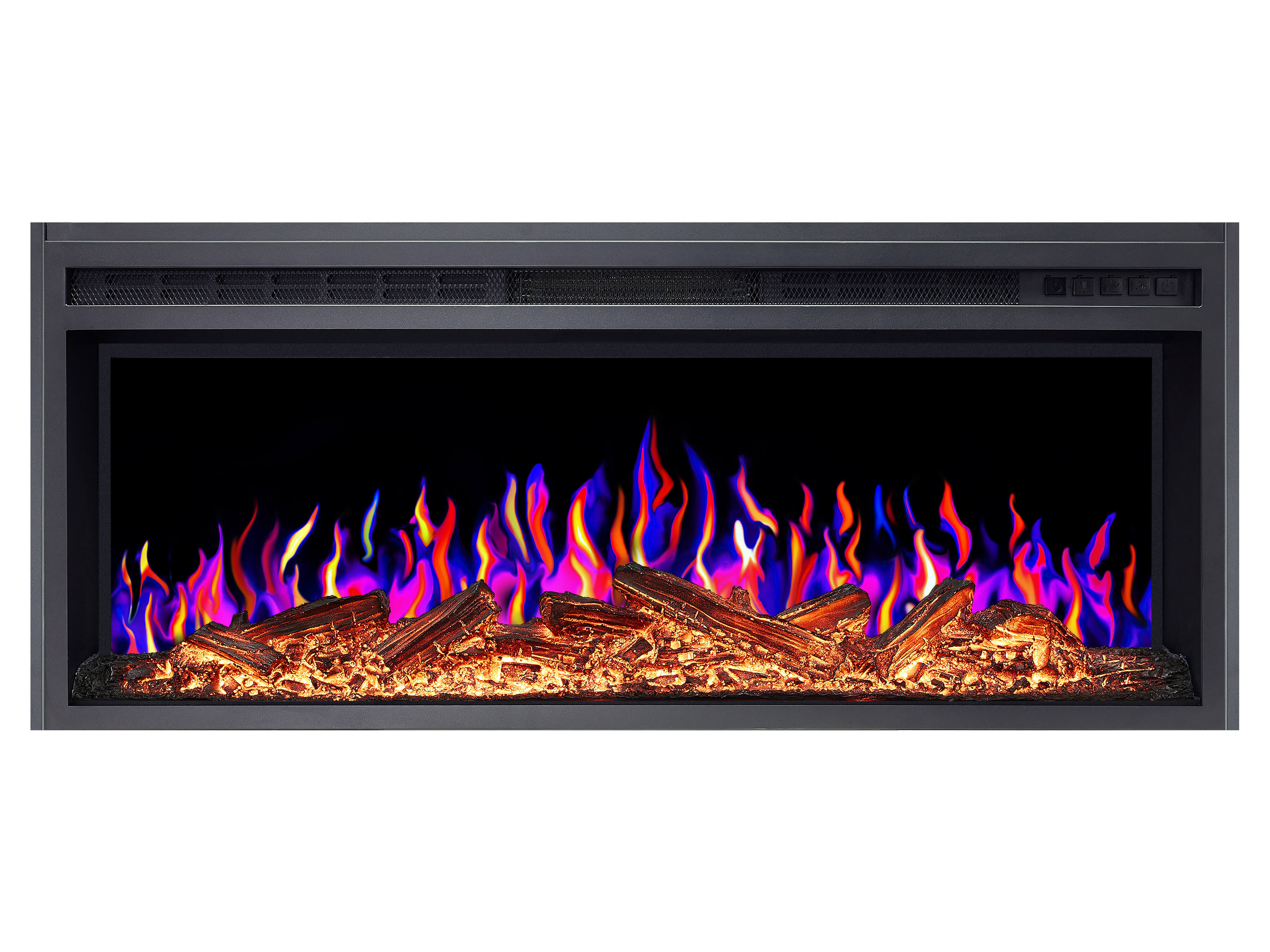 ArtiFlame Elektrokamin AF38 Multicolor Elektrischer Einbaukamin mit Heizung 1600W realistischer 3D-Flammeneffekt LED-Beleuchtung Fernbedienung Schwarz
