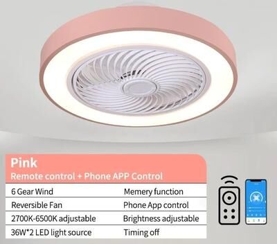 Uplifted Goods Ultra Quiet Integrated Ceiling Airflow And Illumination Hub pink 71 80w 220v