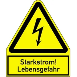 Schild Starkstrom! Lebensgefahr, Kombischild, Kunststoff, 200x244 mm