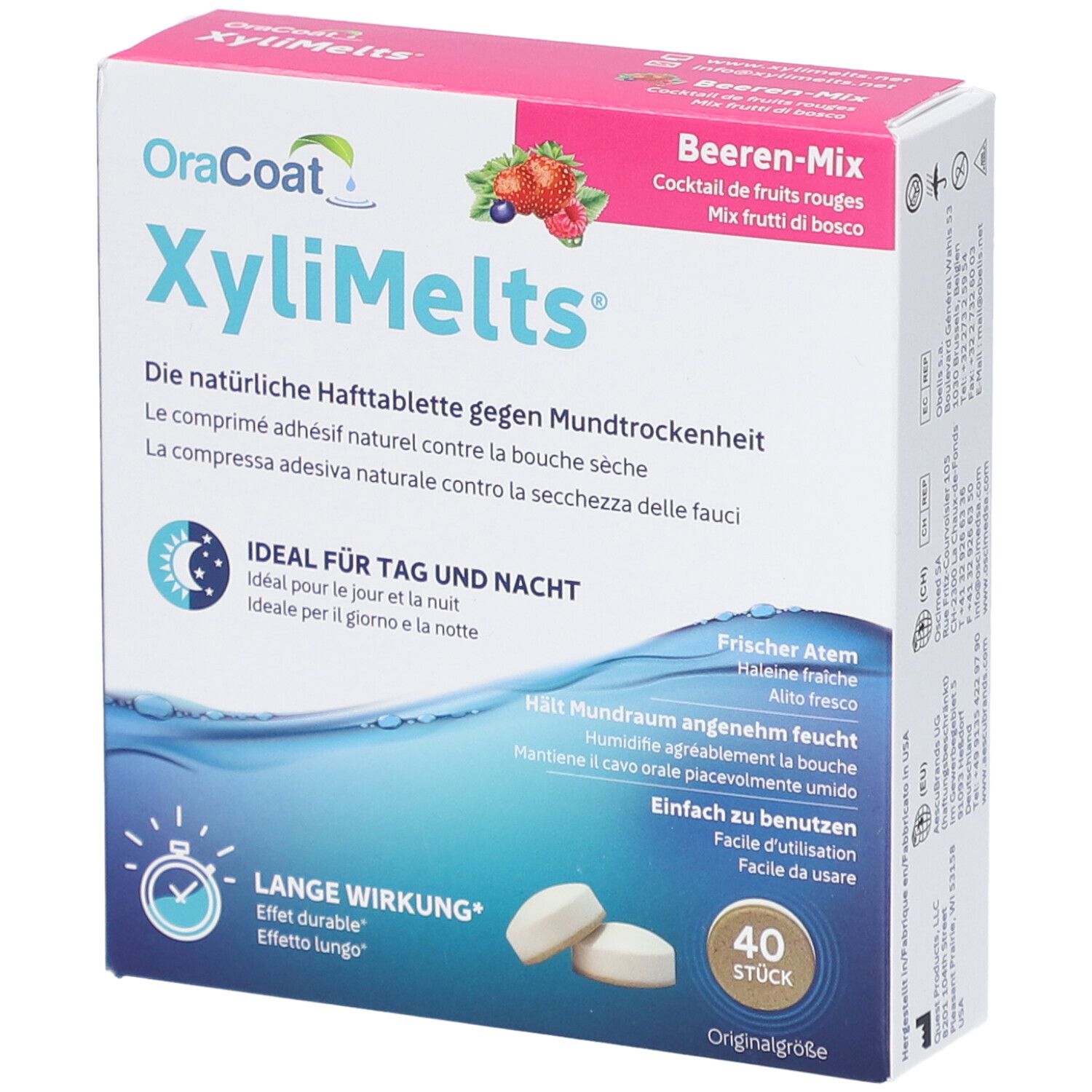 Xylimelts Hafttabletten Beeren-Mix OraCoat 40 St Tabletten
