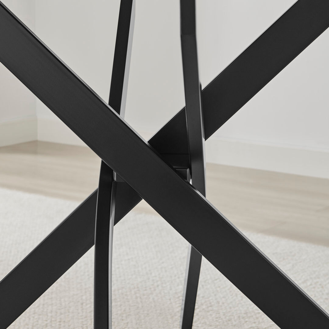 George Oliver Lenworth Veneer Luxury Dining Table With Metal Legs - Modern Statement Design Black 75cm H x 120cm L x 70cm W