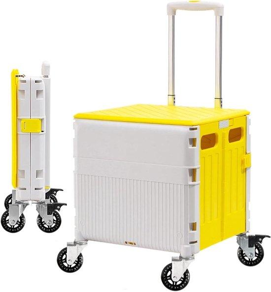 Faltbare Trolley - Handy Auto - Einkaufstransporte - Mit Deckel - Kompakt Faltbar - Grau Gelb