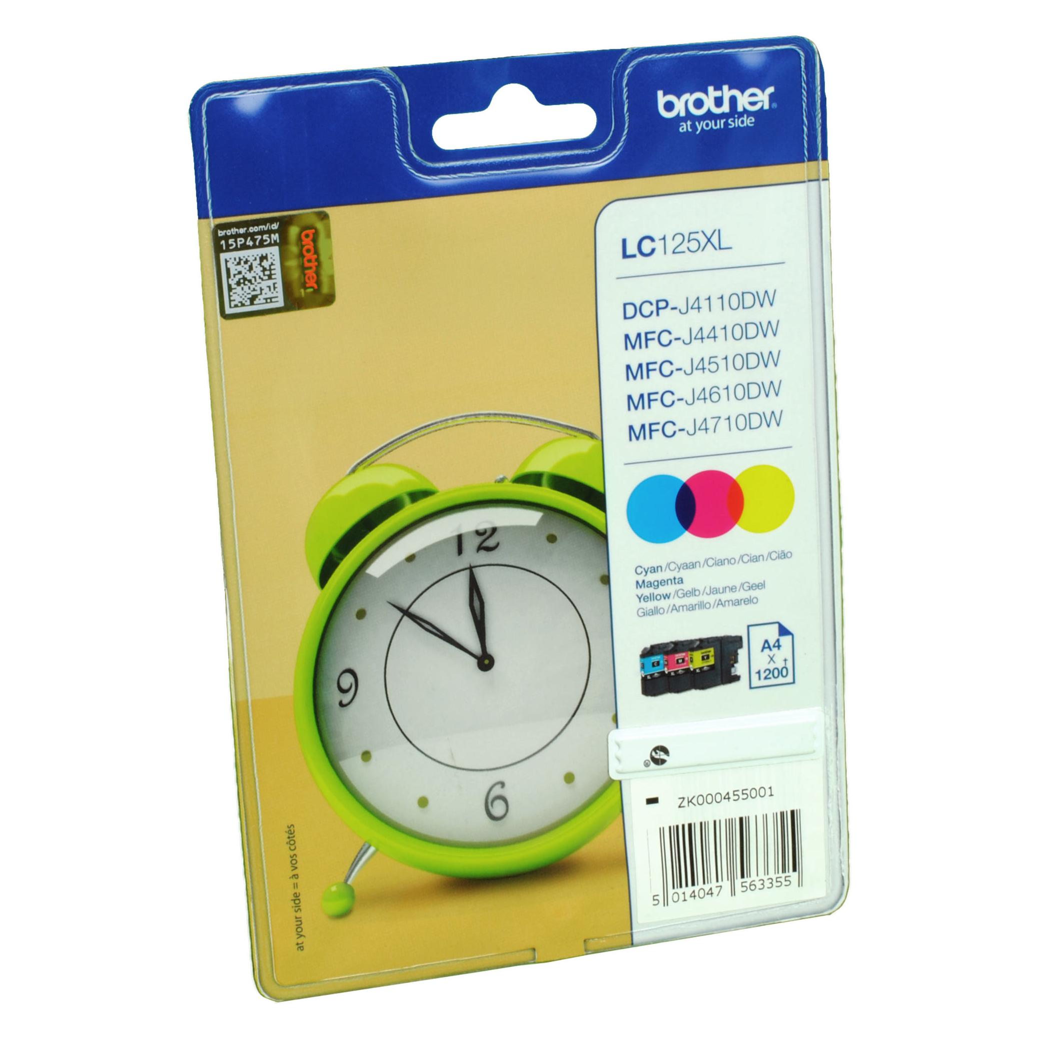 Brother LC-125XL (C, M, Y) (LC125XLRBWBPDR)