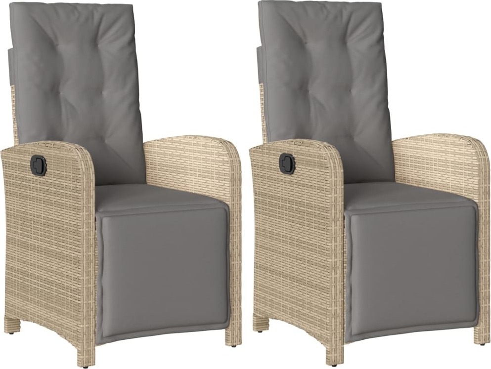 Gartensessel mit Fußteil 2 Stk. Verstellbar Poly Rattan