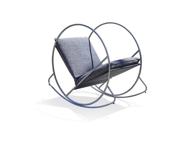 Fauteuil à bascule de jardin en inox et toile plastifiée - Gris anthracite - CAPRERA