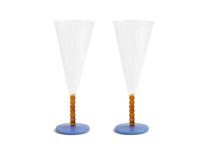 &klevering - Flute Champagnerglas pearl amber, 0,18 L, mehrfarbig (2er-Set)