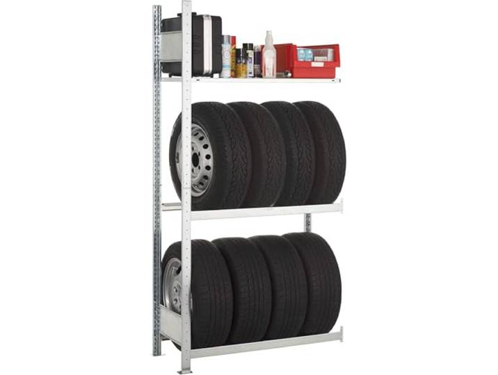 SCHULTE Lagertechnik Garagen-Set Anbauregal 1800x1000x400 mm (HxBxT) Stecksystem mit 2 Reifenregale und 1 Fachboden