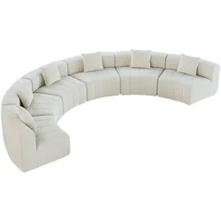 MODFU Modulares Sofa Chenille Beige mit 6 geschwungenen Modulen und 2 Kissen