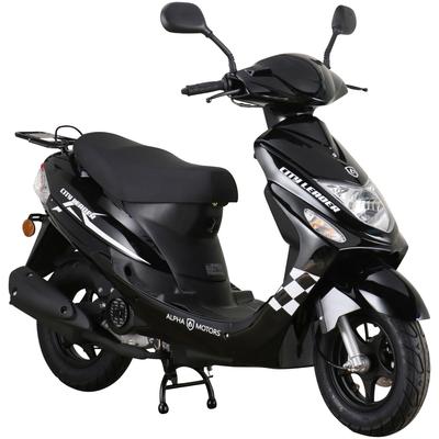 Motorroller ALPHA MOTORS "CityLeader", schwarz (schwarz, schwarz), Motorroller, 45 km/h, B:68cm H:105cm L:183cm