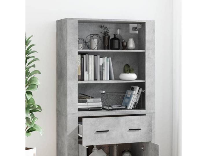 Gris Commode Salon CHIC Buffet haut/armoire latérale Gris béton Bois d'ingénierie 80x33x70 cm N10251