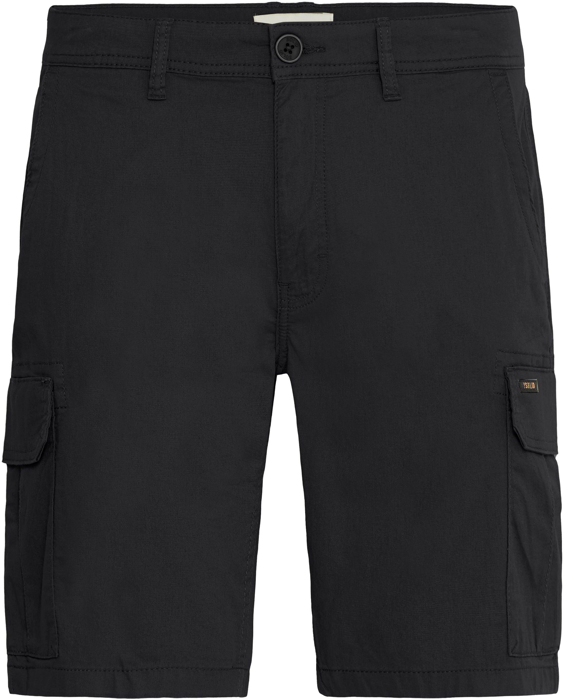 !solid Cargoshorts SOLID "Cargoshorts SDKallant", Herren, Gr. L, N-Gr, schwarz (true schwarz), Obermaterial: 98% Baumwolle CO. 2% Elasthan EL., Hosen