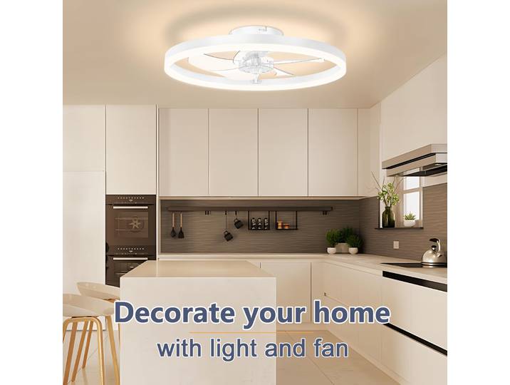 IRALAN-Ventilateur de Plafond Moderne, Éclairage à Gradation MF, Coque en Acrylique Ultra-Mince, Facile à Installer, Décoration Domestique