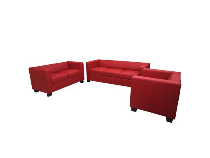 Salon 3-2-1 garniture de canapés / lounge Lille - cuir rouge