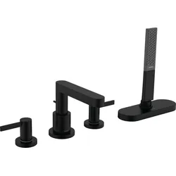 Hansgrohe 4-Loch Wannenarmatur Finoris F-Set Wannenrandmontage mit sBox mattschwarz, 76444670 76444670
