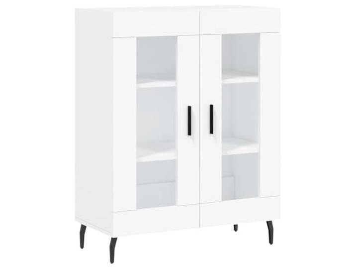 GHVBNMF Sideboard Weiß 69,5x34x90 cm Kommode mit Glastüren Eleganter Beistellschrank mit Glastüren und Metallfüßen für Wohnzimmer und Schlafzimmer mit viel Stauraum.