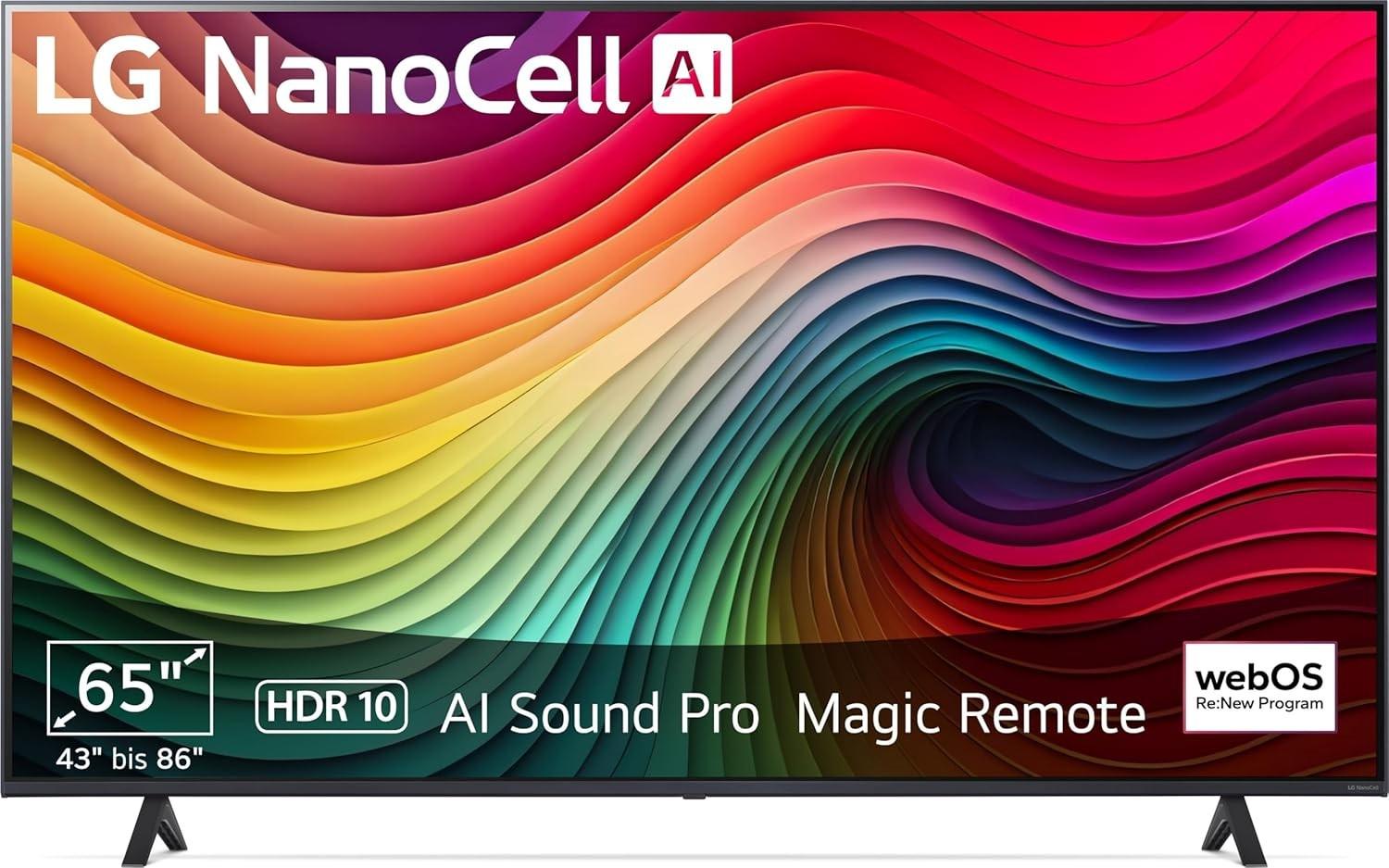 LG Smart TV 65" (165 cm) NanoCell Fernseher, HDR 10 Pro, 4K Bildqualität, LED Backlight