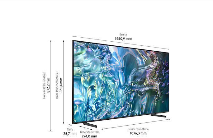 Samsung 65" QLED 4K Q60D Tizen OS Smart TV (2024), 165,1 cm (65"), 3840 x 2160 Pixel, QLED, Smart-TV, WLAN, Titan