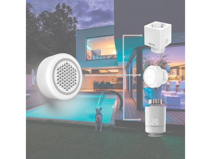 Hama WLAN-Sirene mit Temperatur-/Raumluftsensor WLAN, weiß / opal, Kunststoff