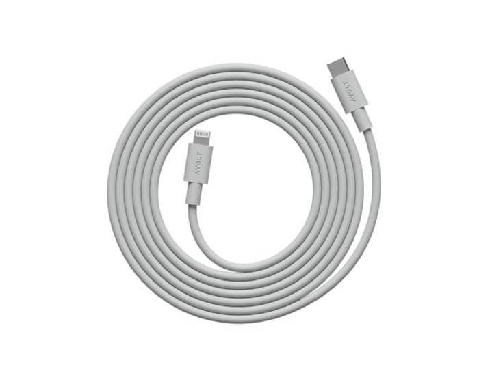 Avolt Cable 1 Câble USB-C vers Lightning Silicone\, MFi\, 60W\, 2m Câble silicone gris\, 2 m. Certifié MFi\, souple et flexible\, charge rapide 60W pour iPhone et iPad\, sans enchevêtrement