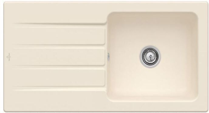 Villeroy und Boch Villeroy & Boch Architectura Einbauspüle 336001FU mit Ablaufgarnitur und Handbetätigung, Ivory