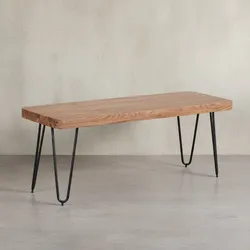 KADIMA DESIGN Sitzbank BALU Massivholz: Landhausstil, verschiedene Größen, Metallbeine, einfache Pflege