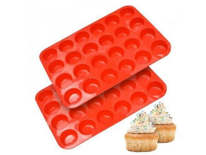 Muffinform Silikon 2 Stück 24 Tassen Rot, Kunststoff, 22.5x2.5x32 cm, Backen & Backzubehör, Backformen, Muffinformen