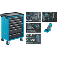 Werkstattwagen Assistent (176N-7) leer, 7 Schubladen , Werkzeugwagen blau/schwarz, 5 flache, 2 hohe Schubladen