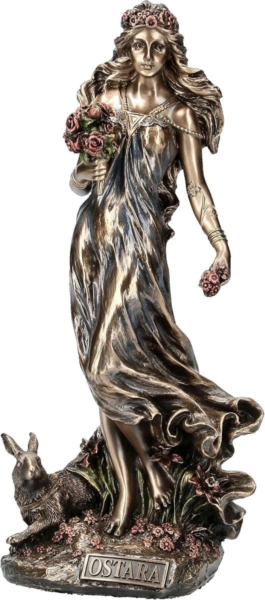 Lente Godin Figuur Ostara Beeld Decoratie Bronskleurig Hoogte: 27 cm