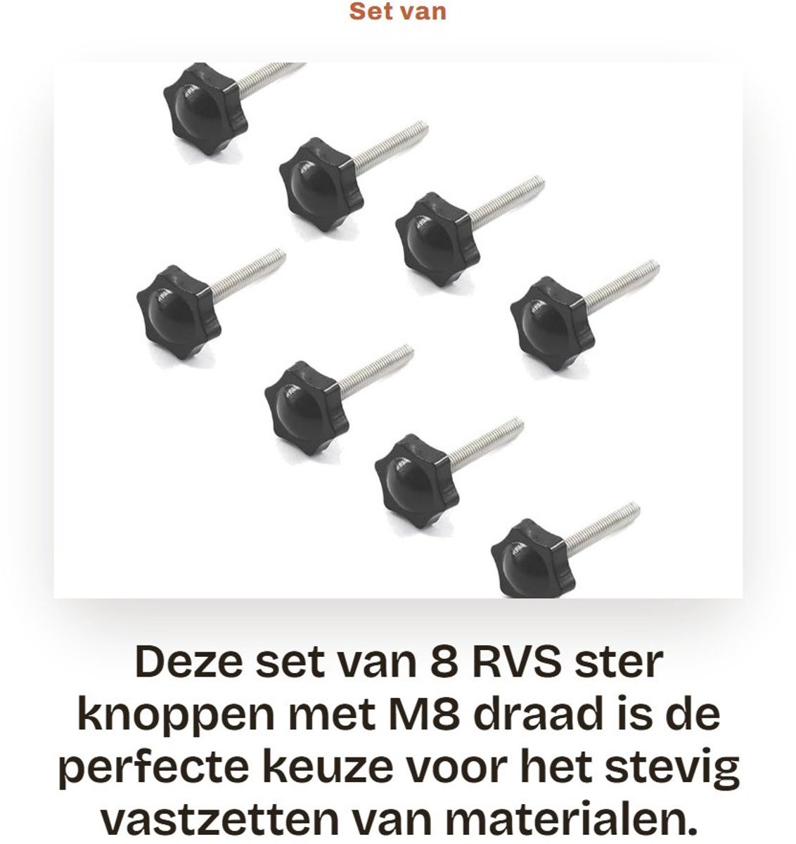 Dailygoods Handknop Sterkop 32mm RVS 304 met Aanscherping Schroef