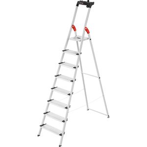 Hailo Stehleiter ComfortLine L80, 8040-807, aus Aluminium, bis 150kg, EasyClix, mit 8 Stufen à 13cm Tiefe