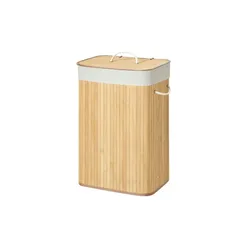 Wäschekorb   ¦ holzfarben ¦ Naturfaser,Holzwerkstoff ¦ Maße (cm): B: 40 H: 61