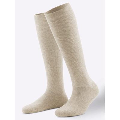 Kompressionsstrümpfe WÄSCHEPUR, Damen, Gr. 2/39, beige, 60% Baumwolle, 28% Polyamid, 12% Elasthan, Socken Kompressionsstrümpfe